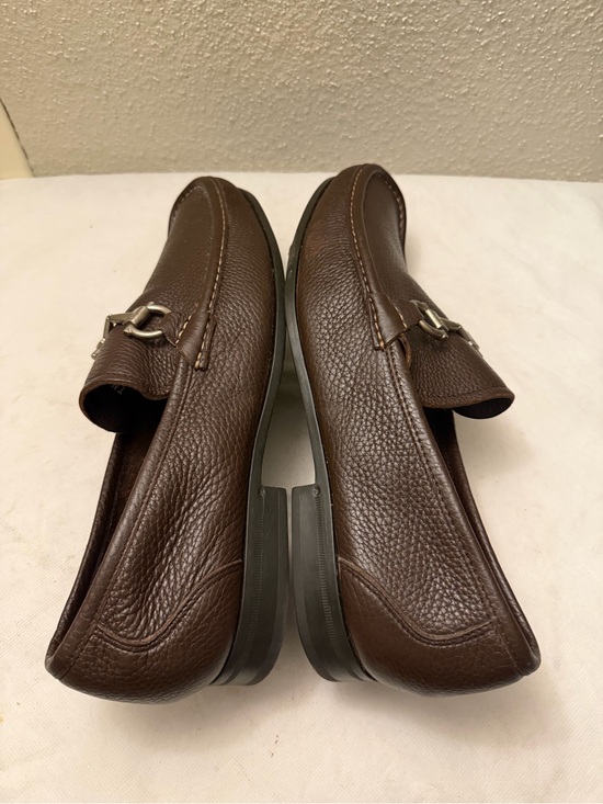 Salvatore Ferragamo Dark Brown Pebbled Leather Bit Loafers, pre-owned,SZ10.5 main image 10